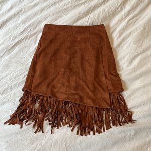 Blu Pepper Faux Suede Fringe Skirt